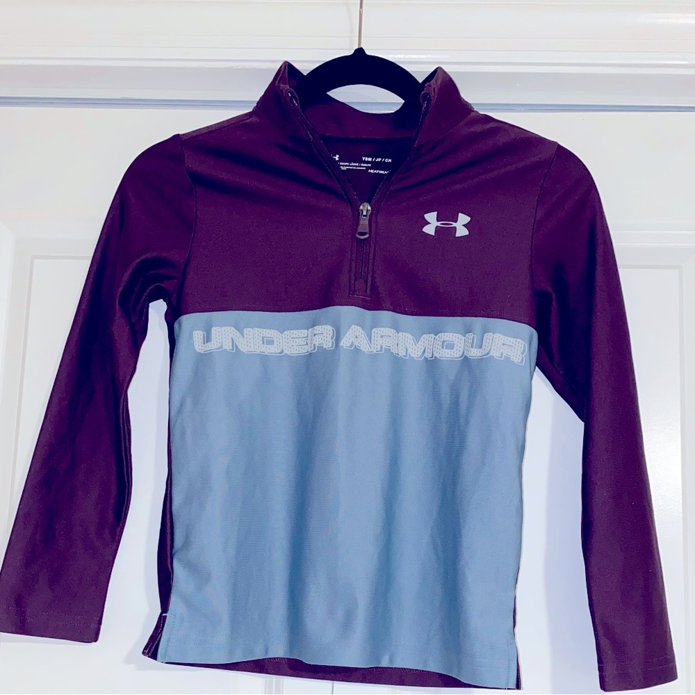 Under Armour Maroon and Light Blue Girls' Long Sleeve Quarter-Zip Top